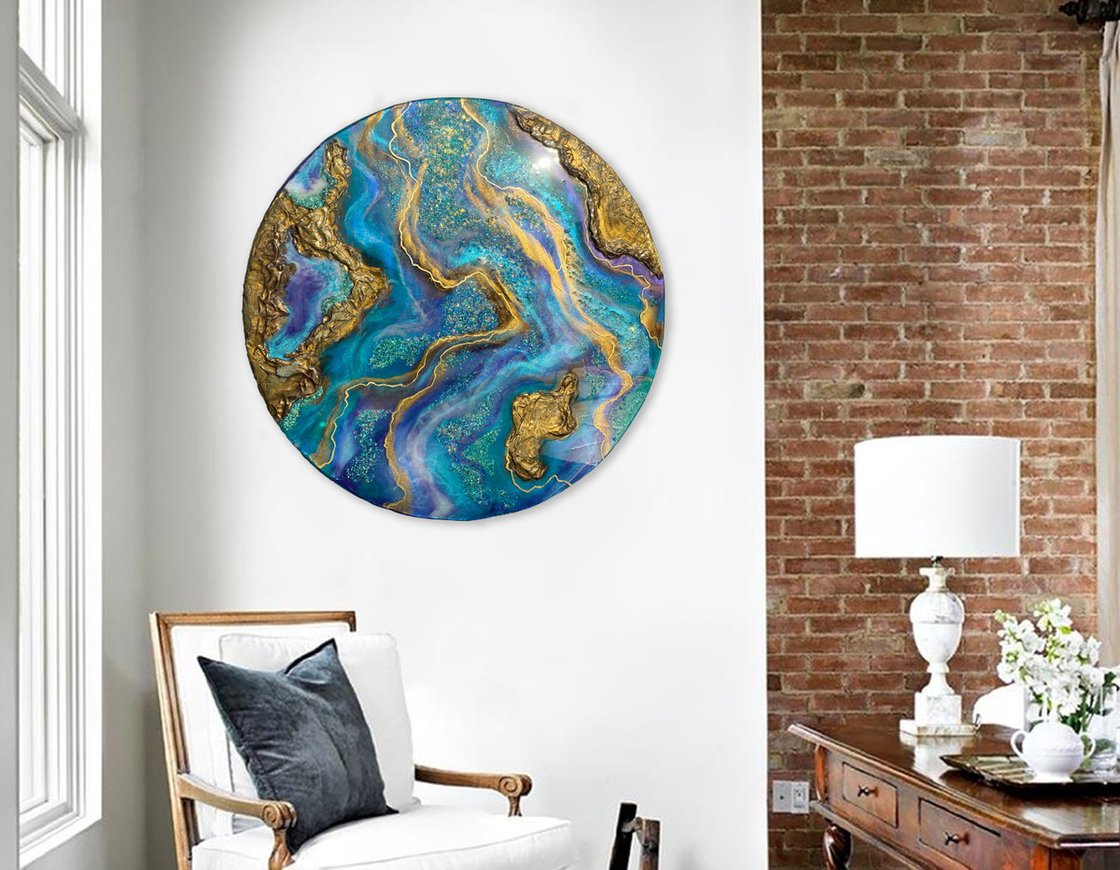 Opal Epoxy Art On Wood, Resin Painting, Painting by Alexandra