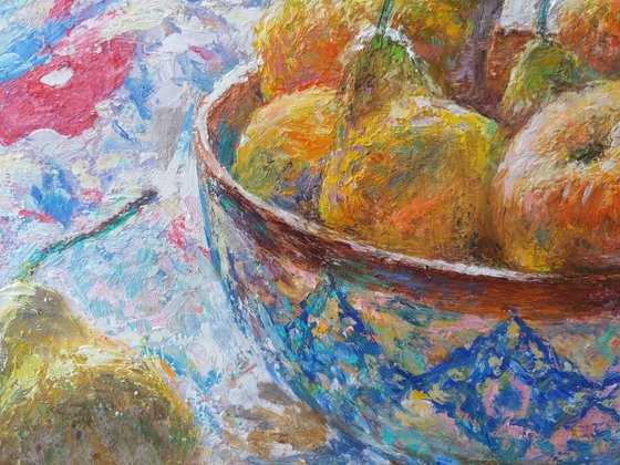 Still life with honey pears