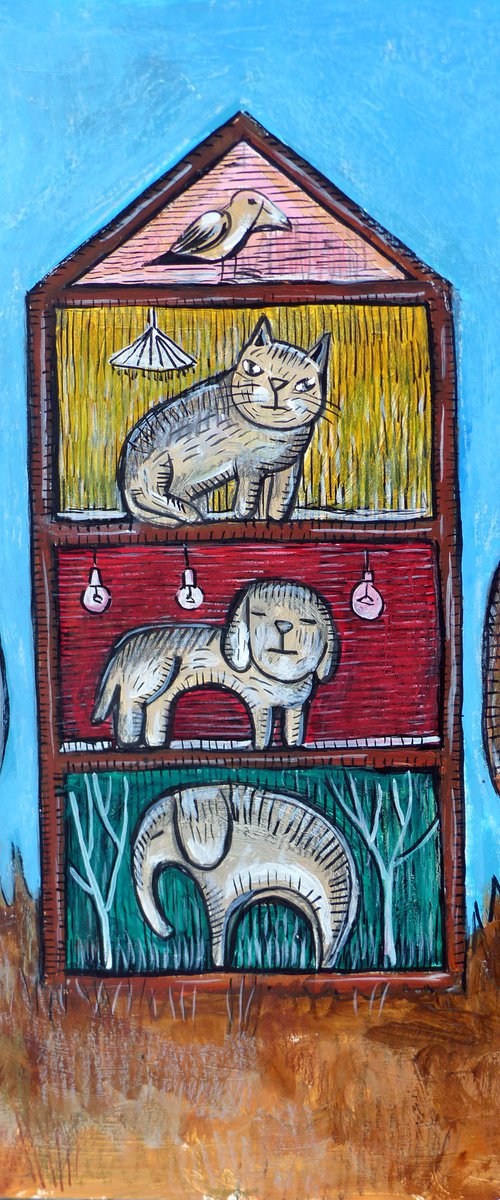 Cute animals in the house by Elizabeth Vlasova