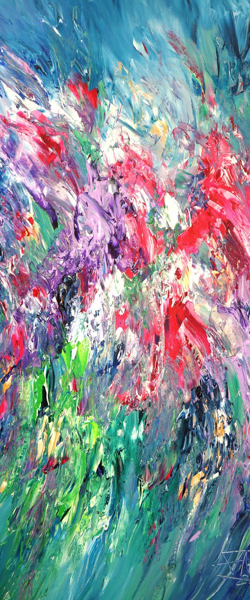 Pink Turquoise Flowery XL 1 by Peter Nottrott