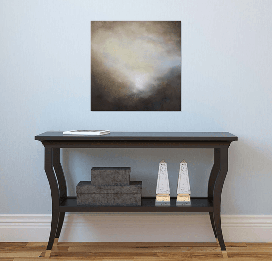 Soft gray hills 50X50 cm - abstract style original oil painting glazing medium gift modern urban art office art home design decor gift idea (2020)