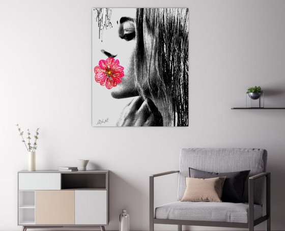 Girl with Flower in Profile
