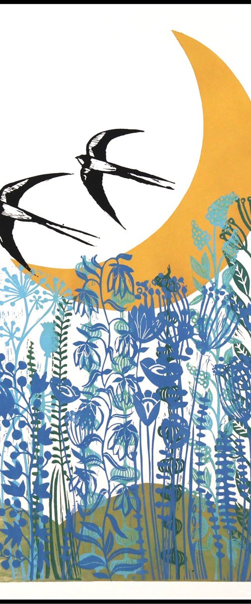 New Moon and Swallows by Mariann Johansen-Ellis