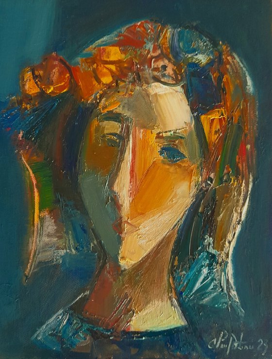 Abstract portrait (24x30cm, oil/canvas, abstract portrait)