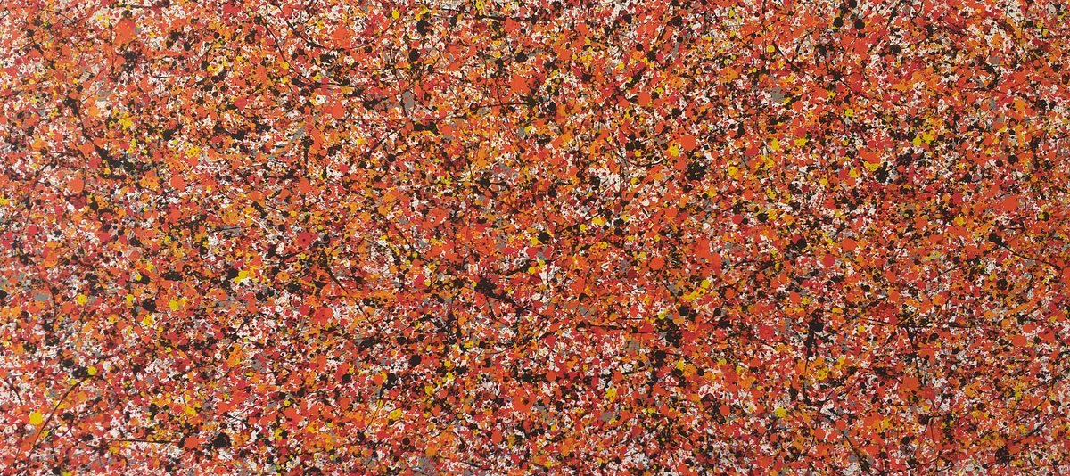 Abstract Acrylic Painting By Max Yaskin, 84 X 39", Orange Mix By M.y., Original Artwork