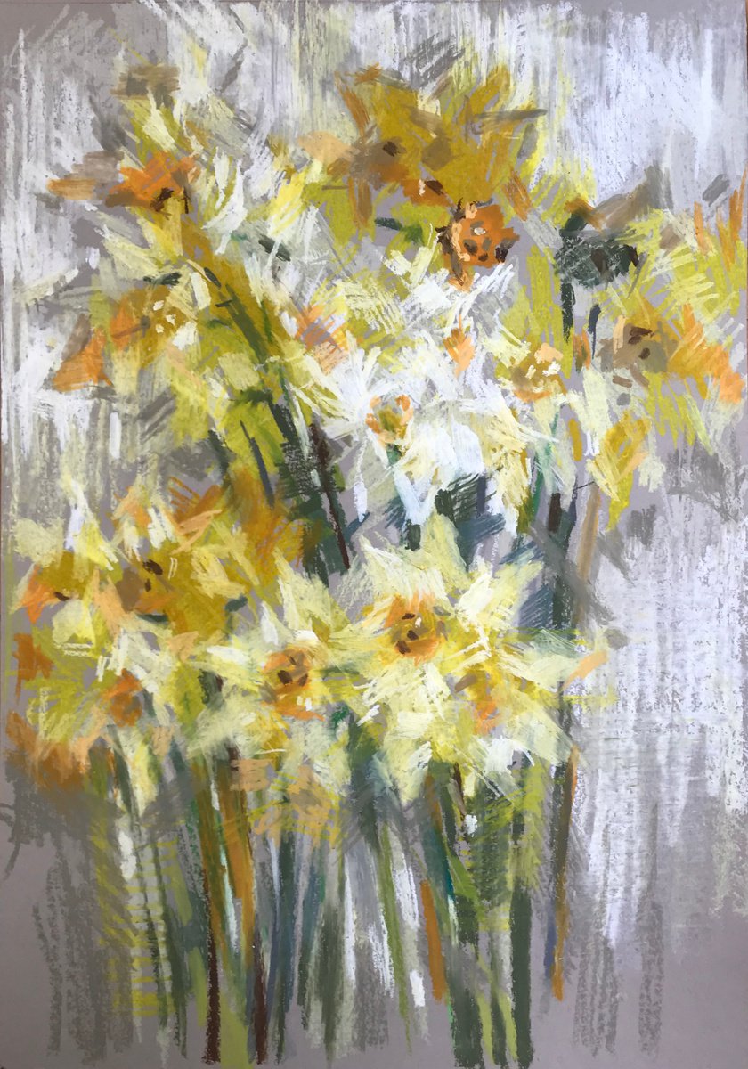 Two yellow bouquets. One of a kind, original painting, handmad work, gift. by Galina Poloz