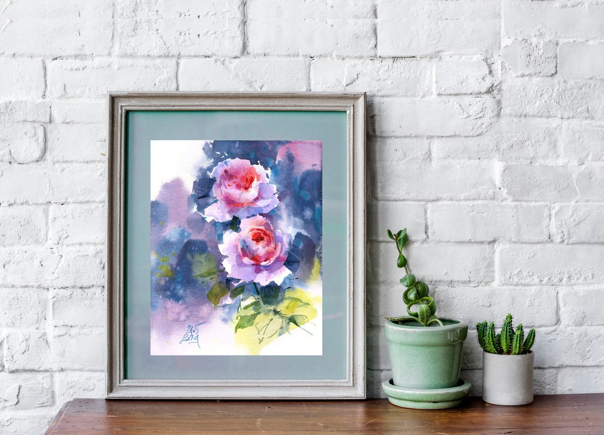 Impressionistic Botanical Watercolour By Ksenia Selianko, 8 X 10", "Bright Melody Of The Garden", Original Artwork