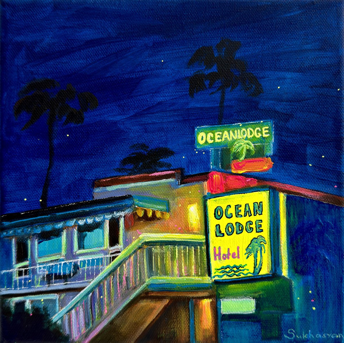 Night In Santa Monica By Victoria Sukhasyan, 8 X 8, Artwork For Sale On Artfinder
