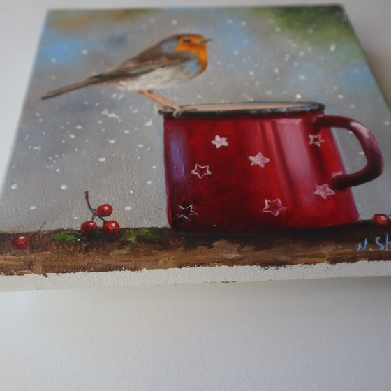 Christmas Robin Painting