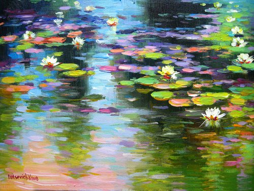 Water lilies in Sofievsky Park by Vladimir Lutsevich