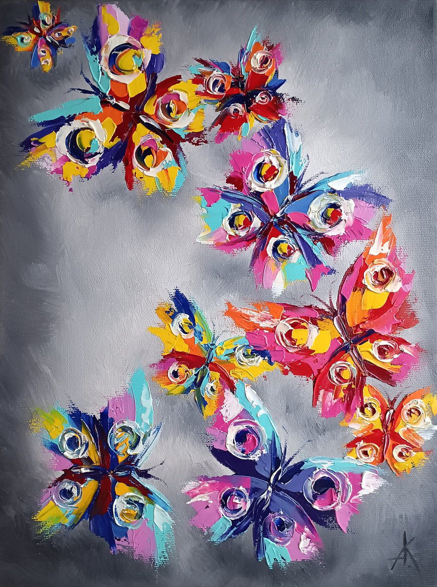 Impressionistic Animal Oil Painting By Anastasia Kozorez, 12 X 16, Dance Of Wings, Original Artwork