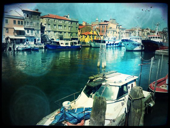Venice sister town Chioggia in Italy - 60x80x4cm print on canvas 01059m2 READY to HANG
