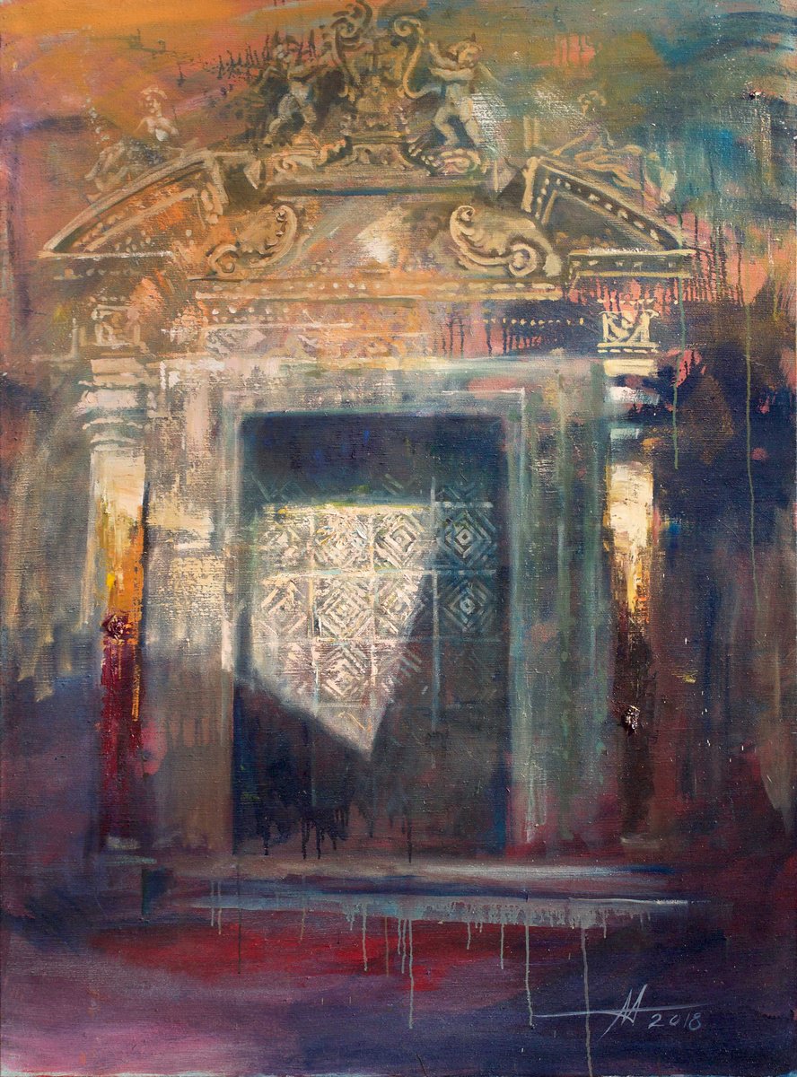 Expressive Cityscapes Oil Painting By Anatoliy Menkiv, 49 X 67, Illuminated With Light, Original Artwork