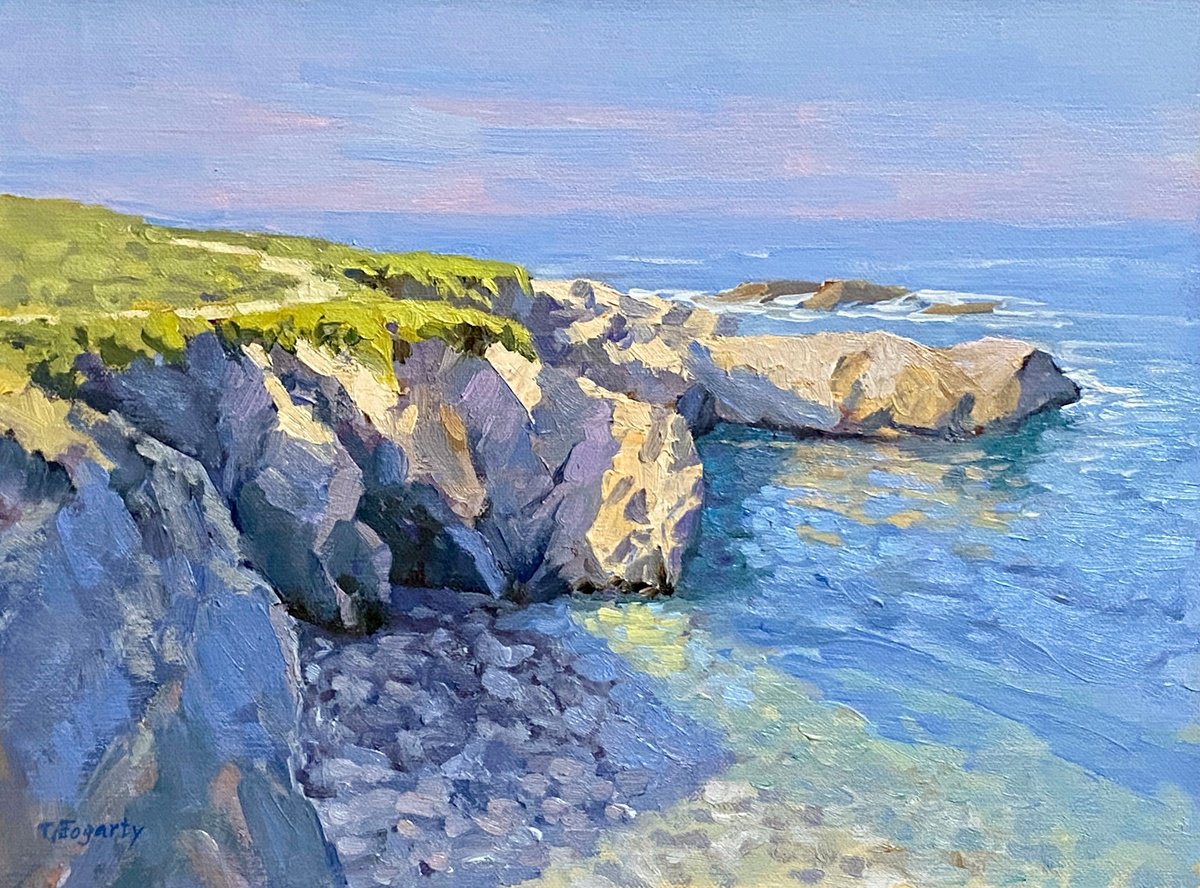 Impressionistic Landscape Oil Painting By Tatyana Fogarty, 12 X 9", Trail Along Garrapata Cliffs, Original Artwork