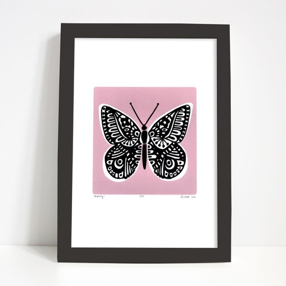 Butterfly in Powder Pink - Framed - FREE UK Delivery