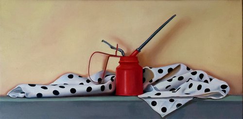 Polka & Red oil can by Priyanka Singh
