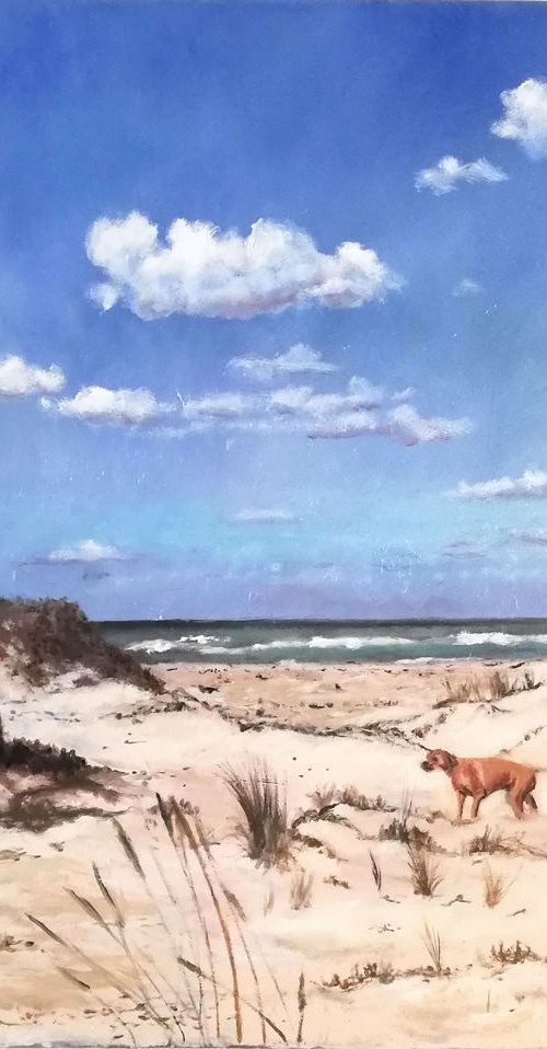 With my Dog on the Beach by Arion Majid Kediry