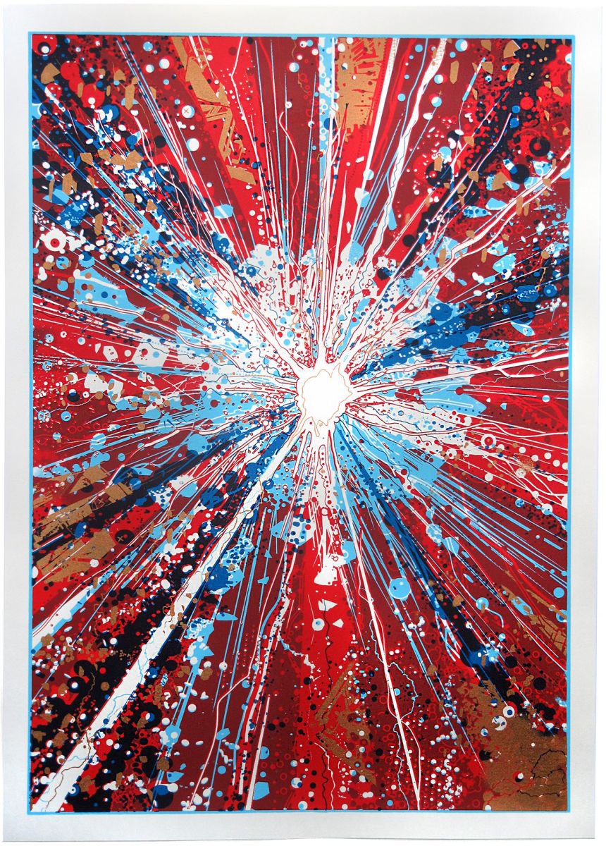 Geometric Abstract Screenprint By Chris Keegan, 16 X 22, Boom, Original Artwork