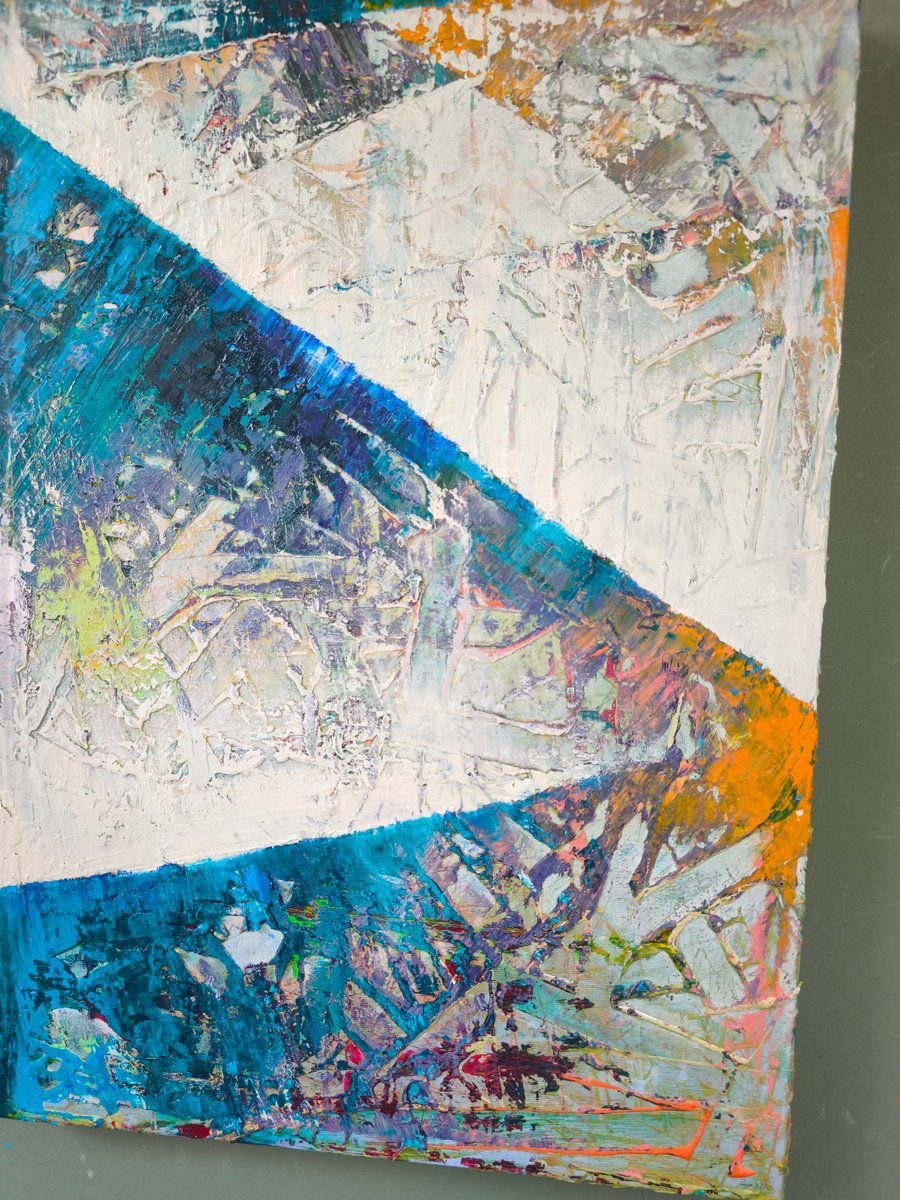 Geometric Abstract Painting By Giuseppe Pastore, 20 X 28, Lux Libera Nos V, Original Artwork