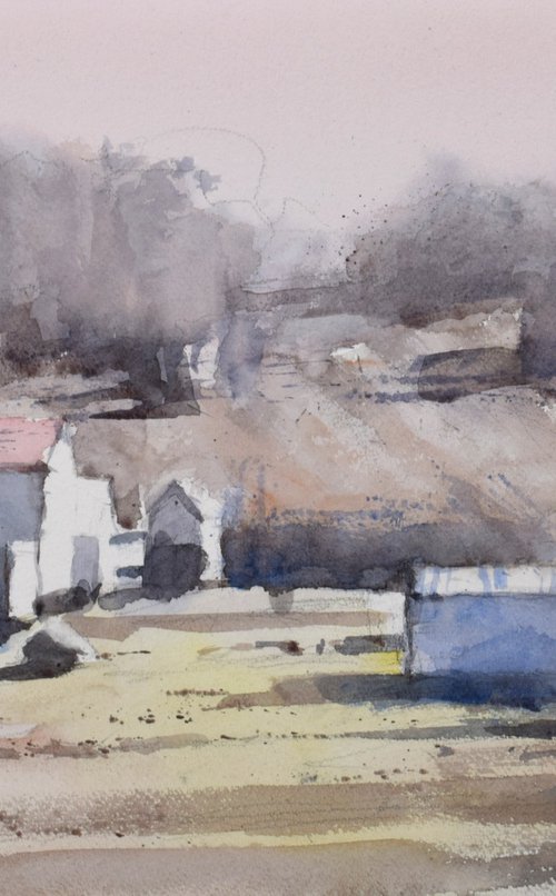 Village in golden hour by Goran Žigolić Watercolors