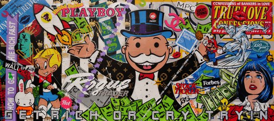 Mr Monopoly Temptation 270cm x 120cm Monopoly Man Textured Urban Pop Art