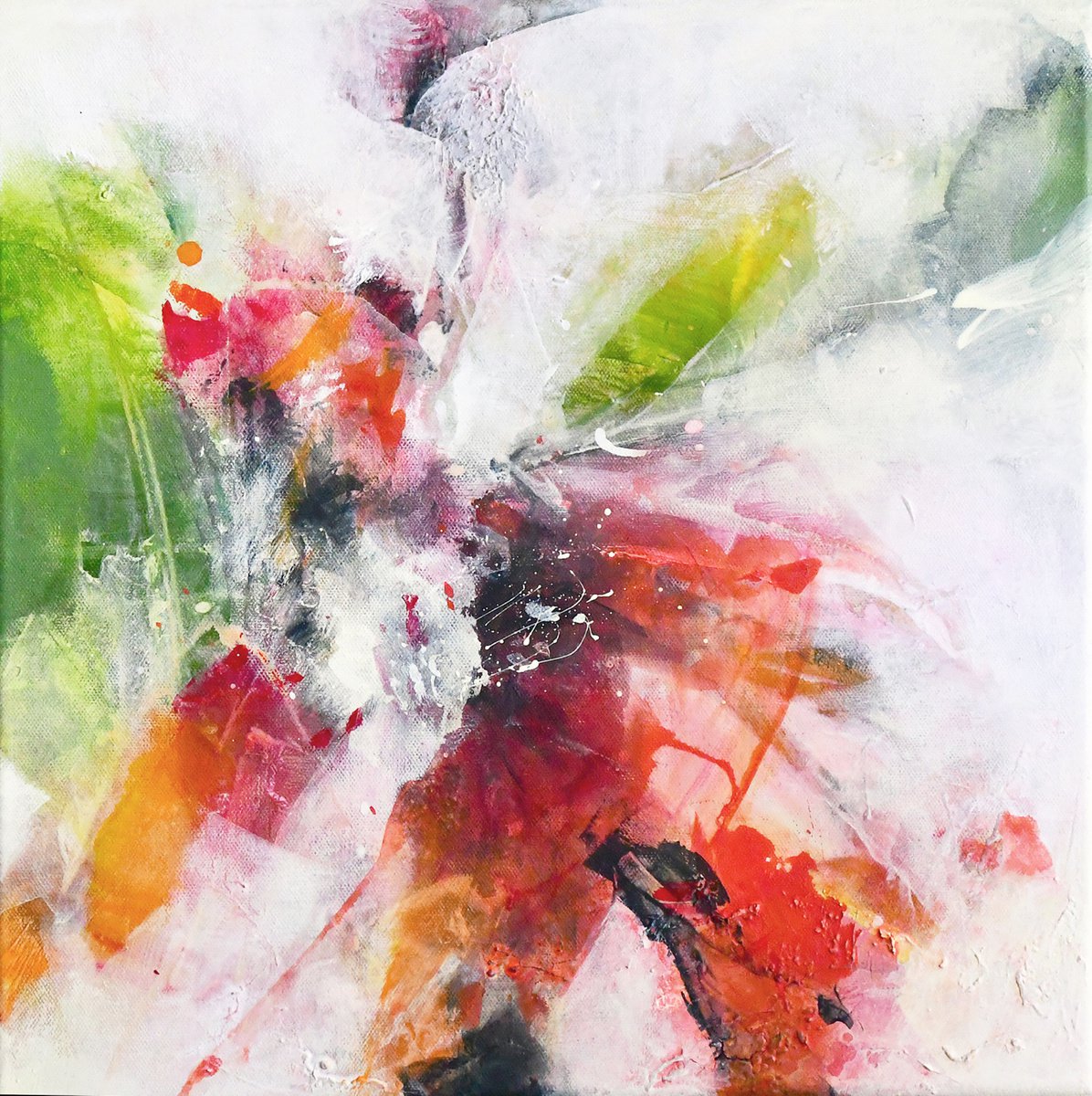 Abstract Acrylic Painting By Kirsten Handelmann, 16 X 16", Aquatic Paradise 1, Original Artwork