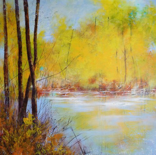 "Reflections of Tranquility: Autumn Waterscape" by Vera Hoi
