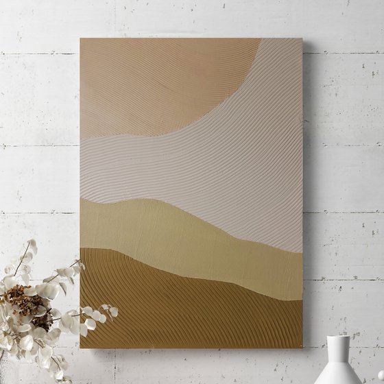 "Cream Field" Beige abstract high textured