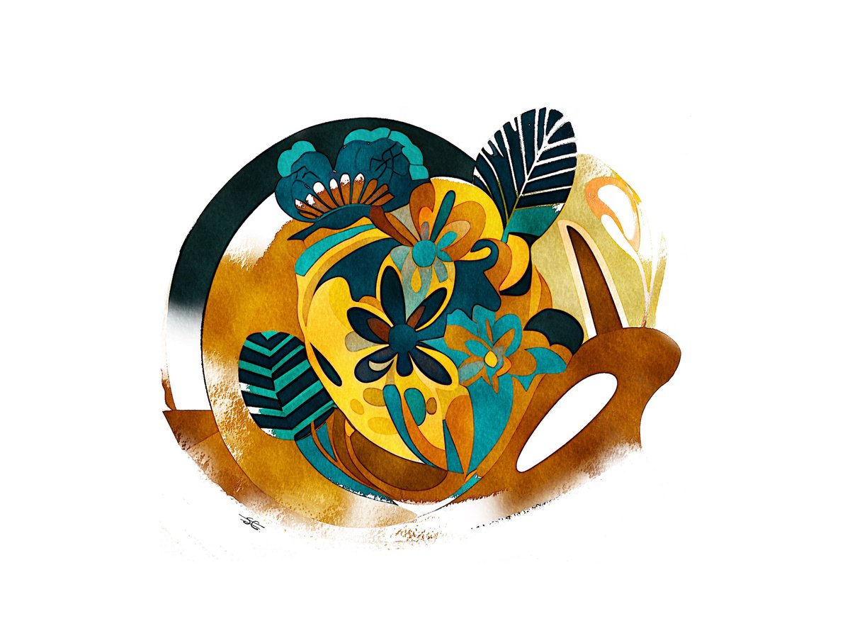 Abstract Botanical Giclee Print By Carla Sa Fernandes, 17 X 12, Bb5.S3, Original Artwork