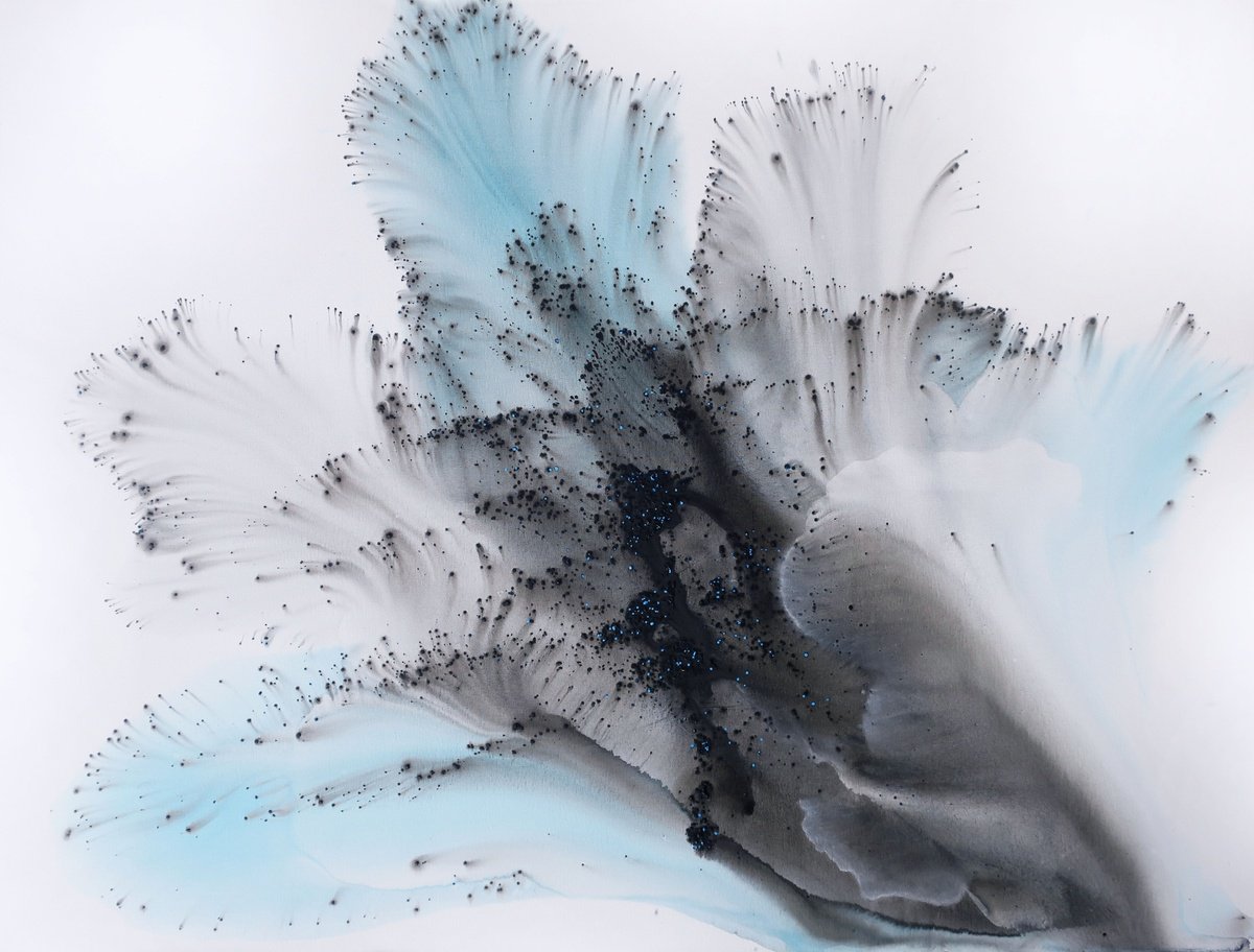 Abstract Botanical Acrylic Painting By Muriel Napoli, 63 X 47", Nature 216, Original Artwork