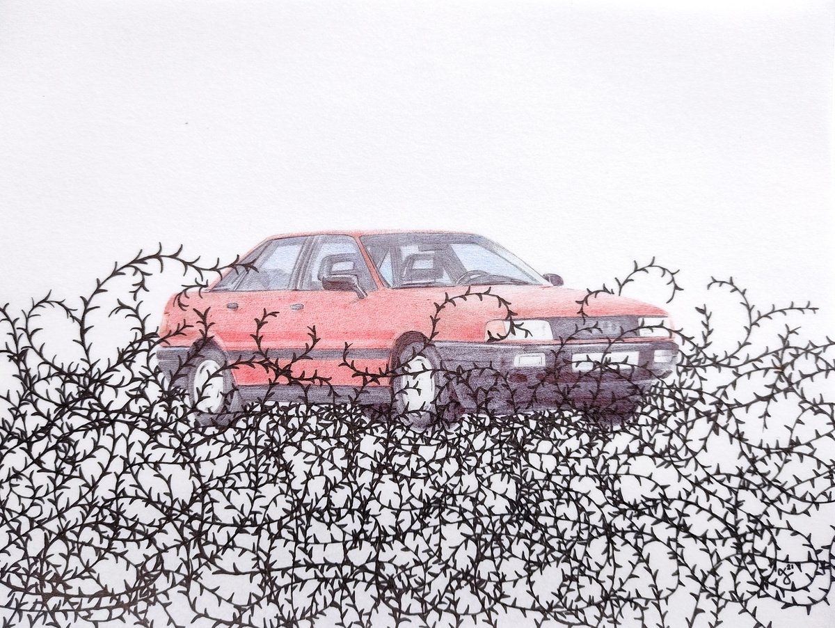 Photorealistic Transport Ink Drawing By Andromachi Giannopoulou, 10 X 7, Car Dream, Original Artwork