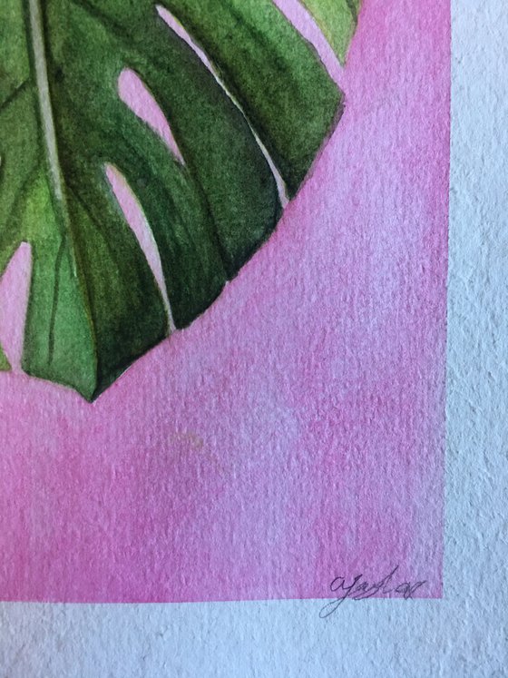 Monstera leaf painting