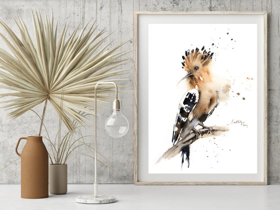 Hoopoe Bird Watercolor Painting