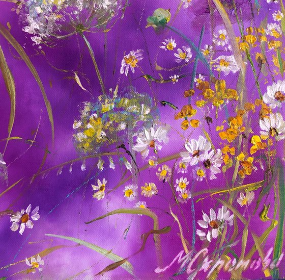 PURPLE HAZE - Beautiful flowers. Dandelions. Floral canvas. Purple hues. Wonderland. Magic. Thunderstorm.