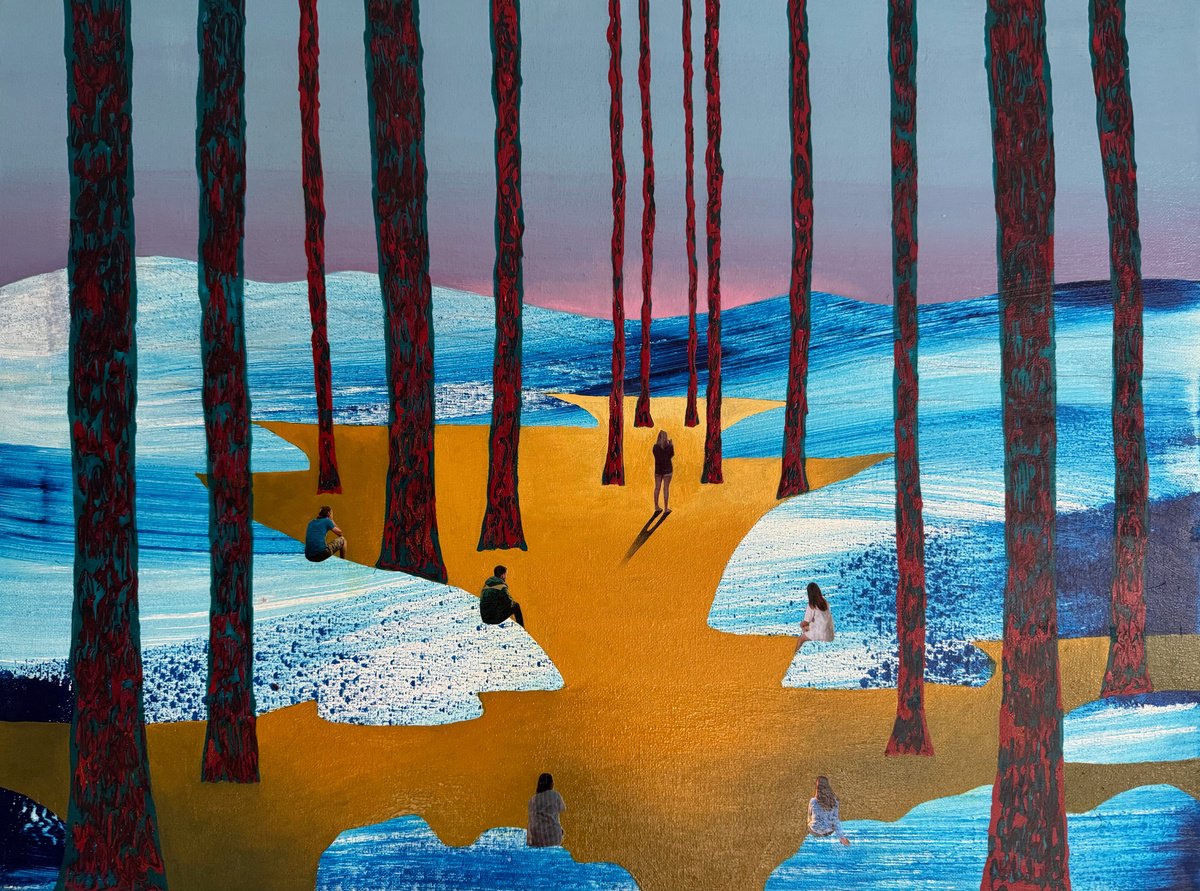 Surrealistic Landscape Painting By Stefano Pallara, 24 X 18", No Winter Lasts Forever N.2, Original Artwork