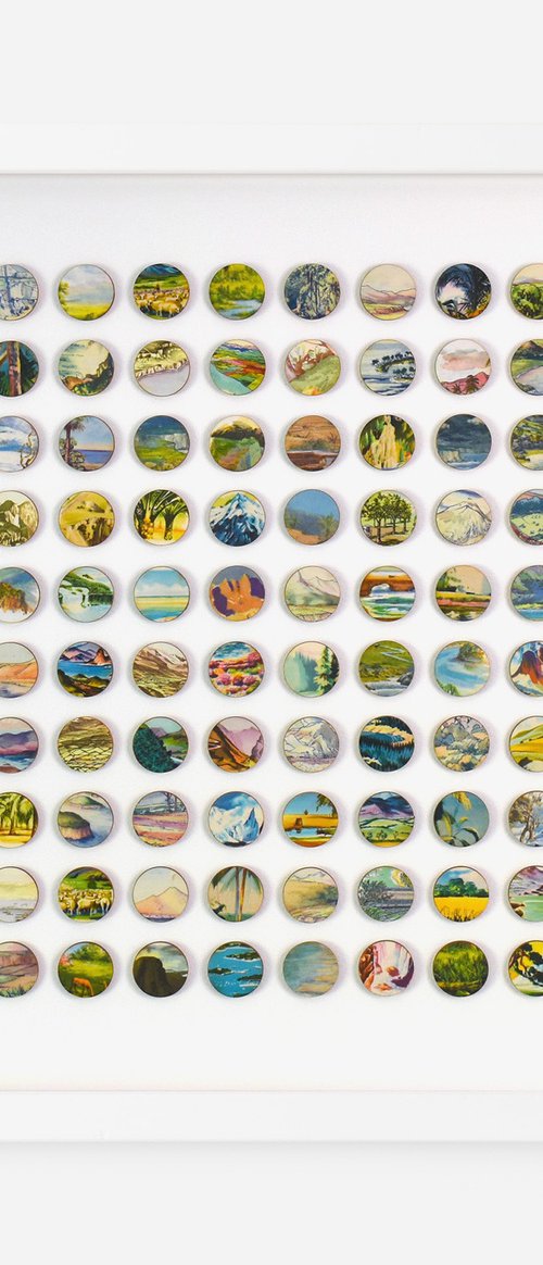 One Hundred Vintage Encyclopedia 3D Dots Collage by Amelia Coward