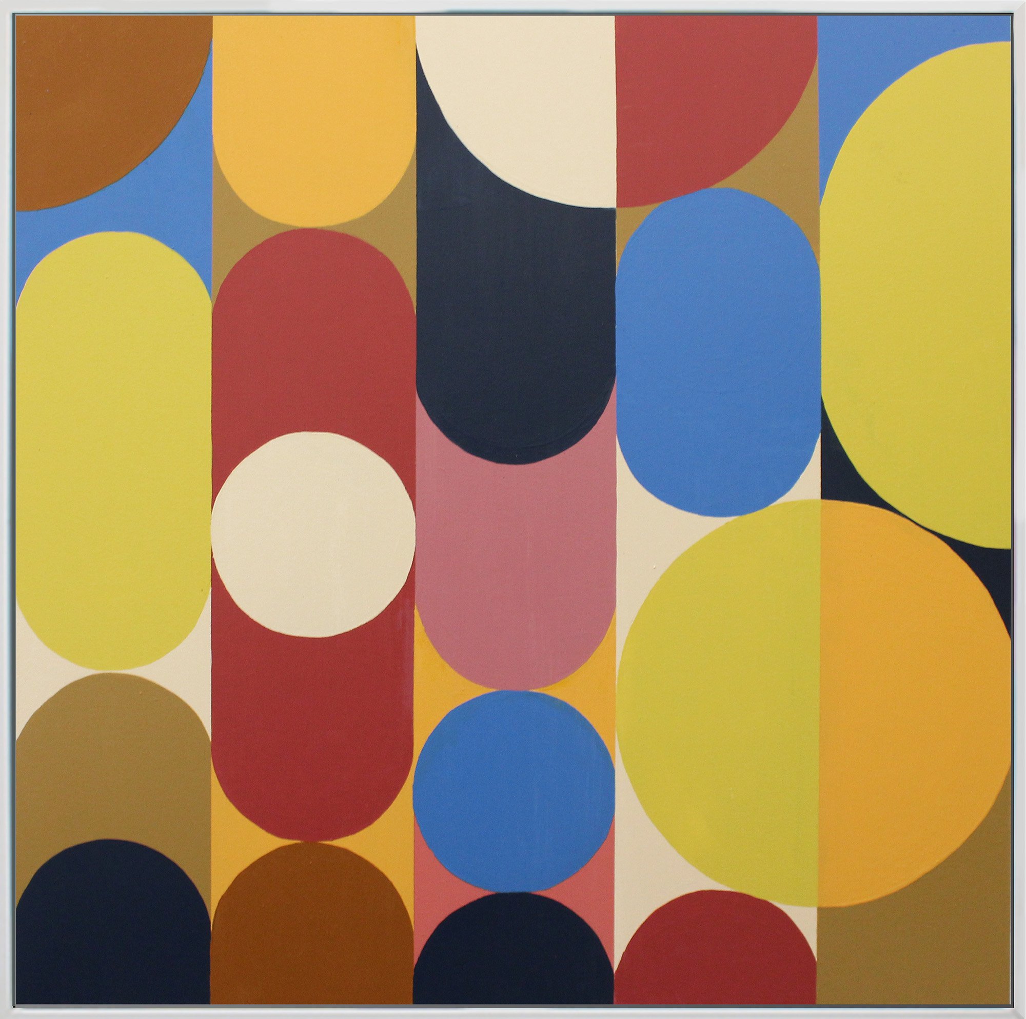 Geometric Abstract Acrylic Painting By Andrew Watt, 402 X 402, Geo Pop Lines No 7 (Framed), Original Artwork