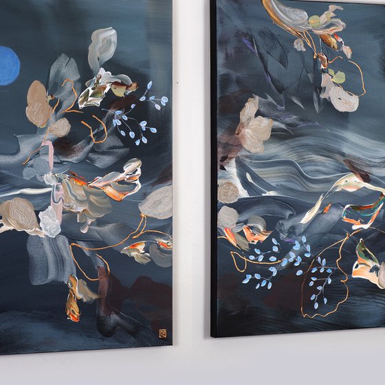 Dreaming in Cerulean Diptych