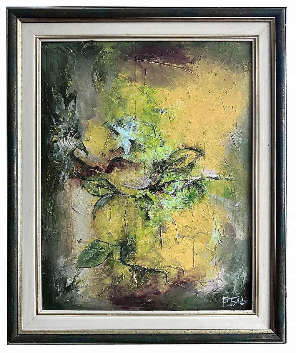 Organic Botanical Oil Painting By Eleonora Bakalova, 18 X 22, Spring Energy, Original Artwork