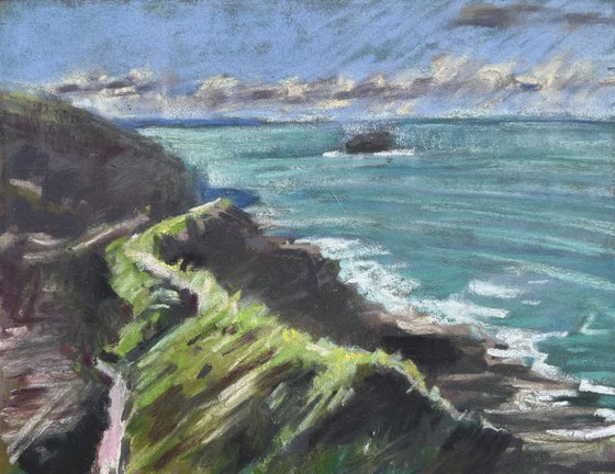 Trebarwith Strand pastel study