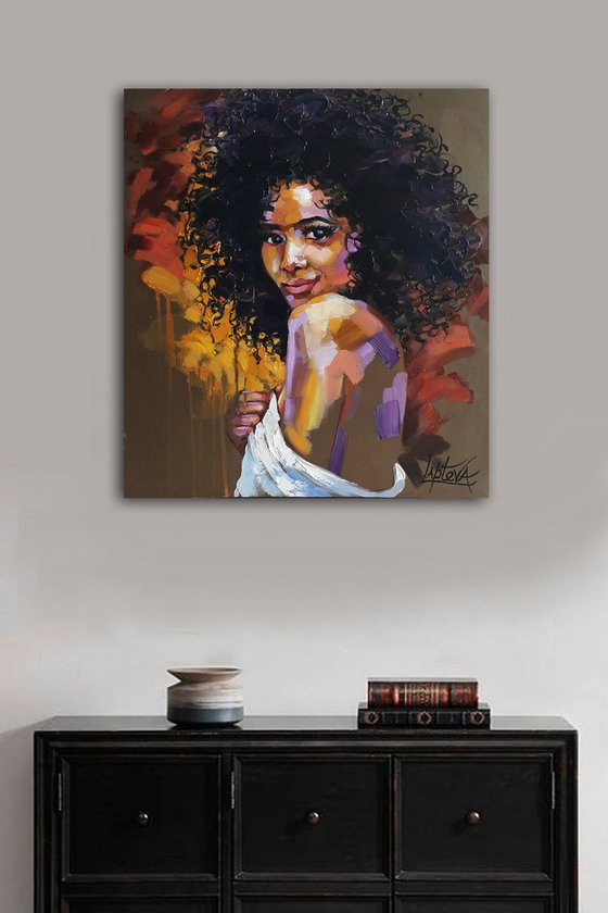 Painting portrait of a black girl - Fun