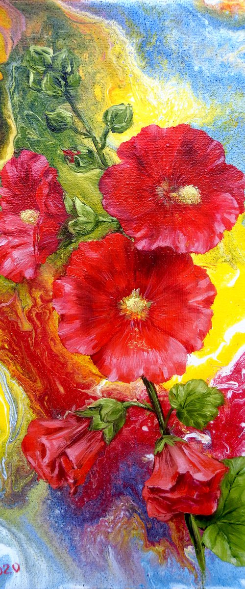 Hollyhock flower by Olga Tretyak