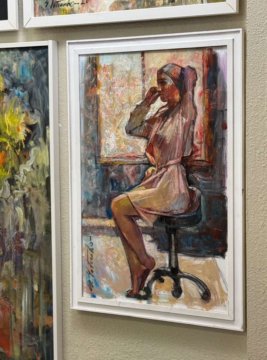 Impressionistic Portrait Oil Painting By Sergei Yatsenko, 24 X 36", Through The Soft Glow, Original Artwork