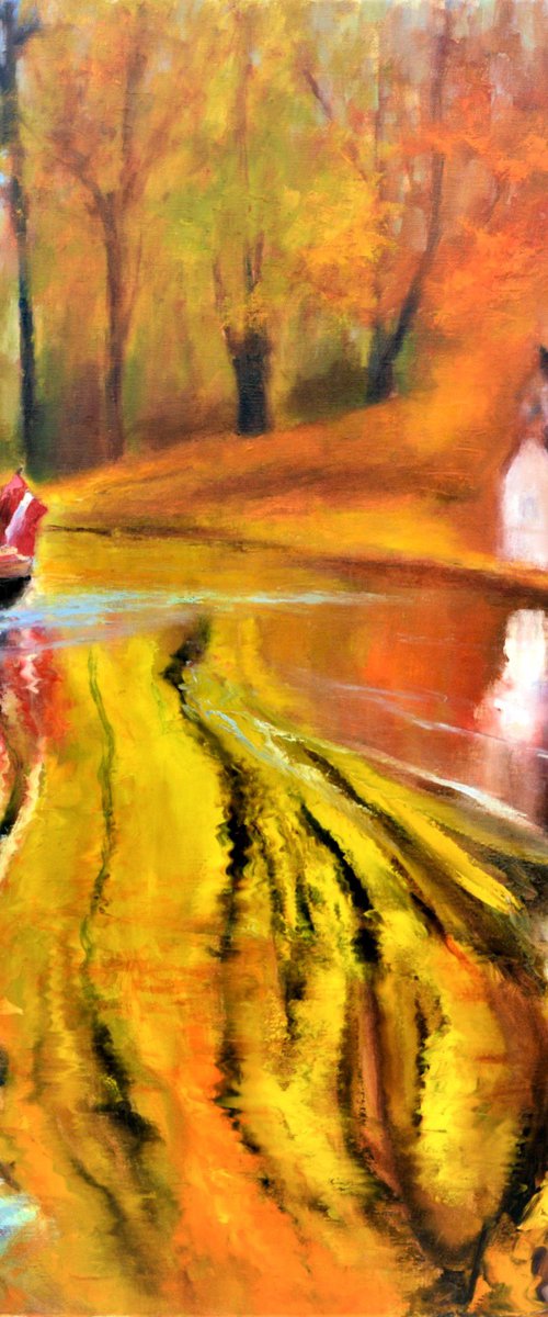 Golden time. Large abstract Oil Painting by Elena Lukina