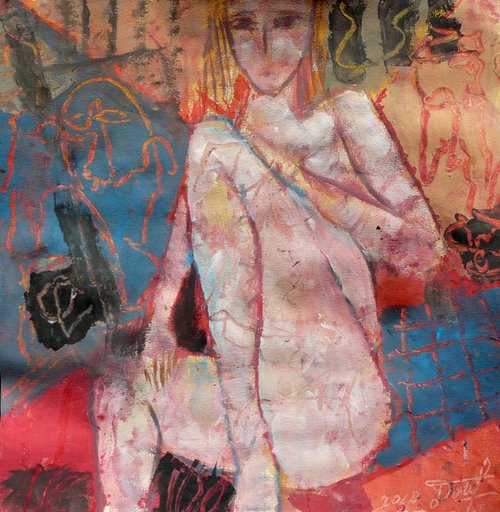 Jeune fille nue assise by Jacques Donneaud