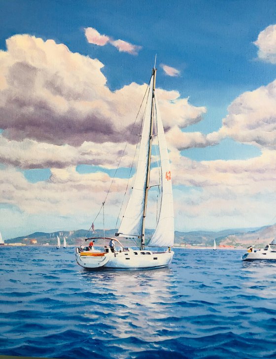 Seascape with Sailboats