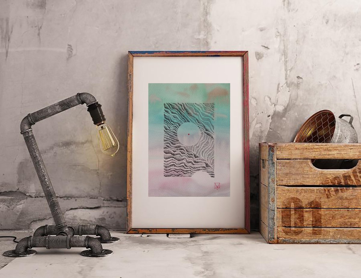 Surrealistic Abstract Drawing By Marya, 5 X 7", "Summer 34", Original Artwork