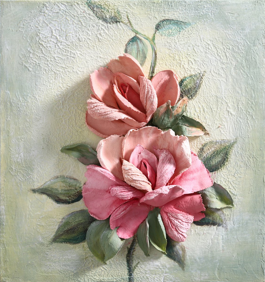 RED ROSE * Sculpture painting * Plaster * Palette knife by Evgenia Ermilova