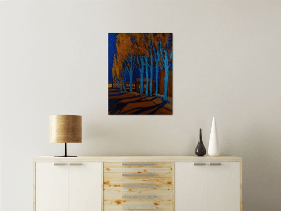 Poplars in the Fall. Night