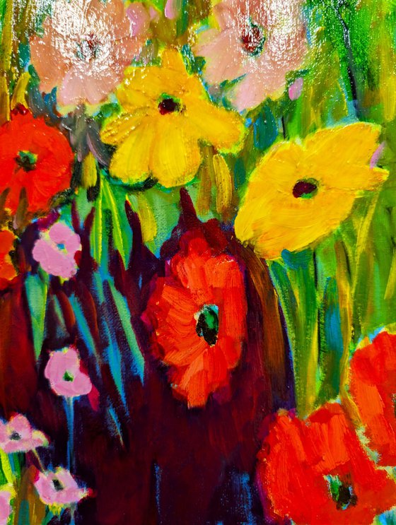 Vase between Flowers.